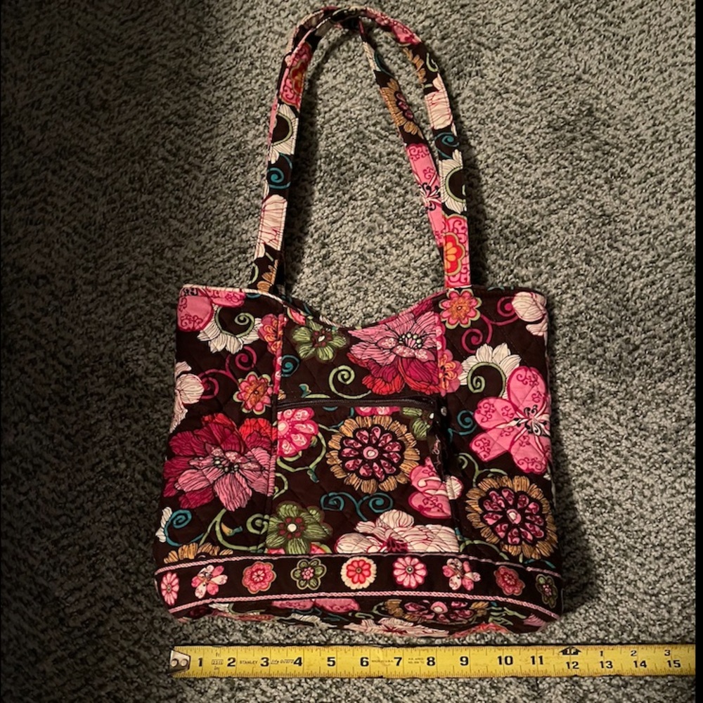 Vera Bradley Brown Pink Floral Quilted Shoulder Bag